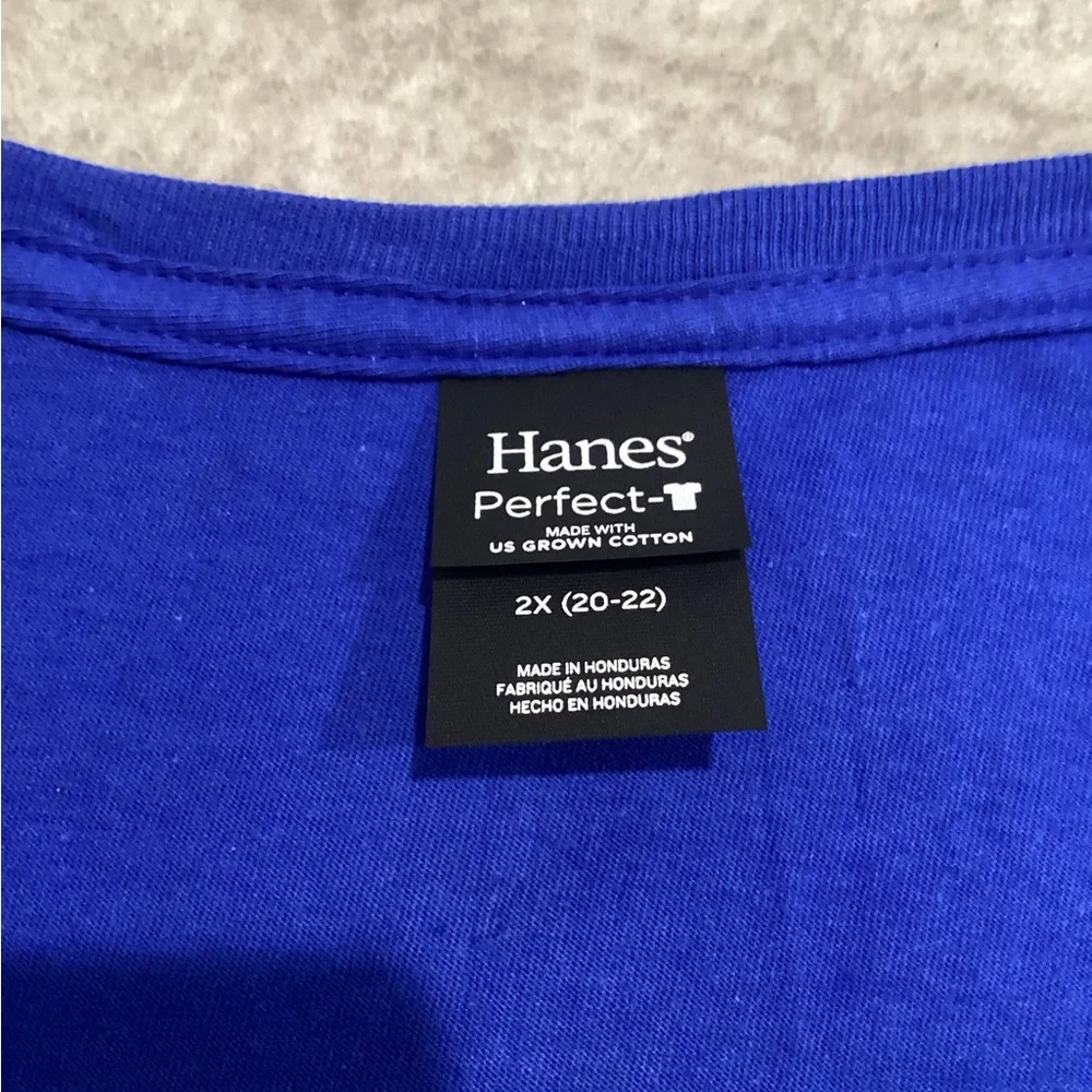 EUC - Hanes "Perfect" Cobalt Blue Tee - Worn Once - Size 2x!!! - Picture 2 of 9